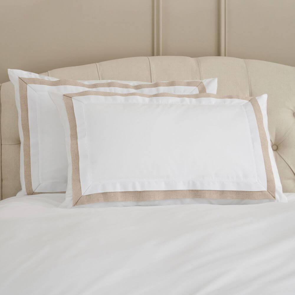 Natural Collection Linen Border Pillowcase Pair